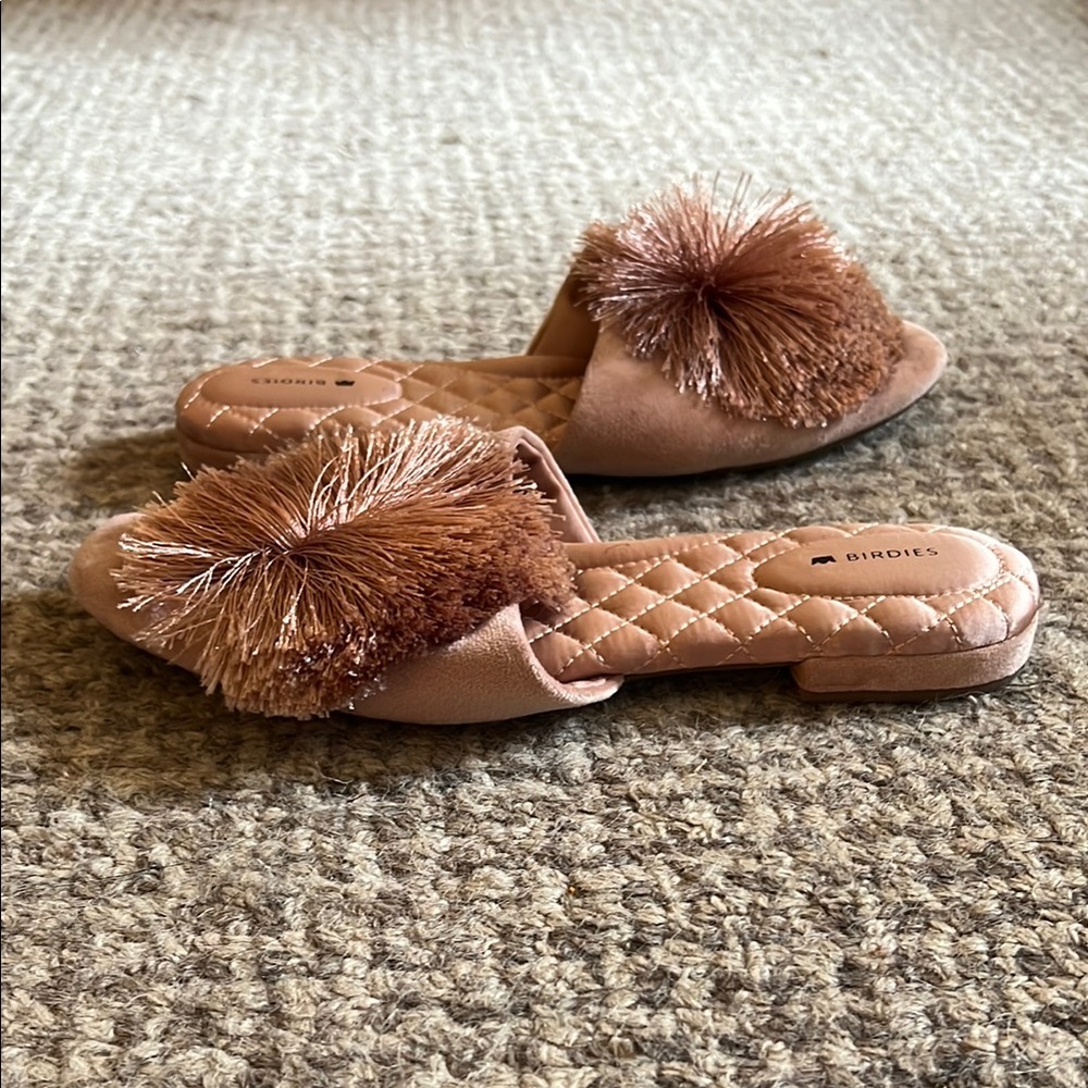 Birdies Pink Pom-pom Suede Slip Ons, size 8.5 - Picture 5 of 9